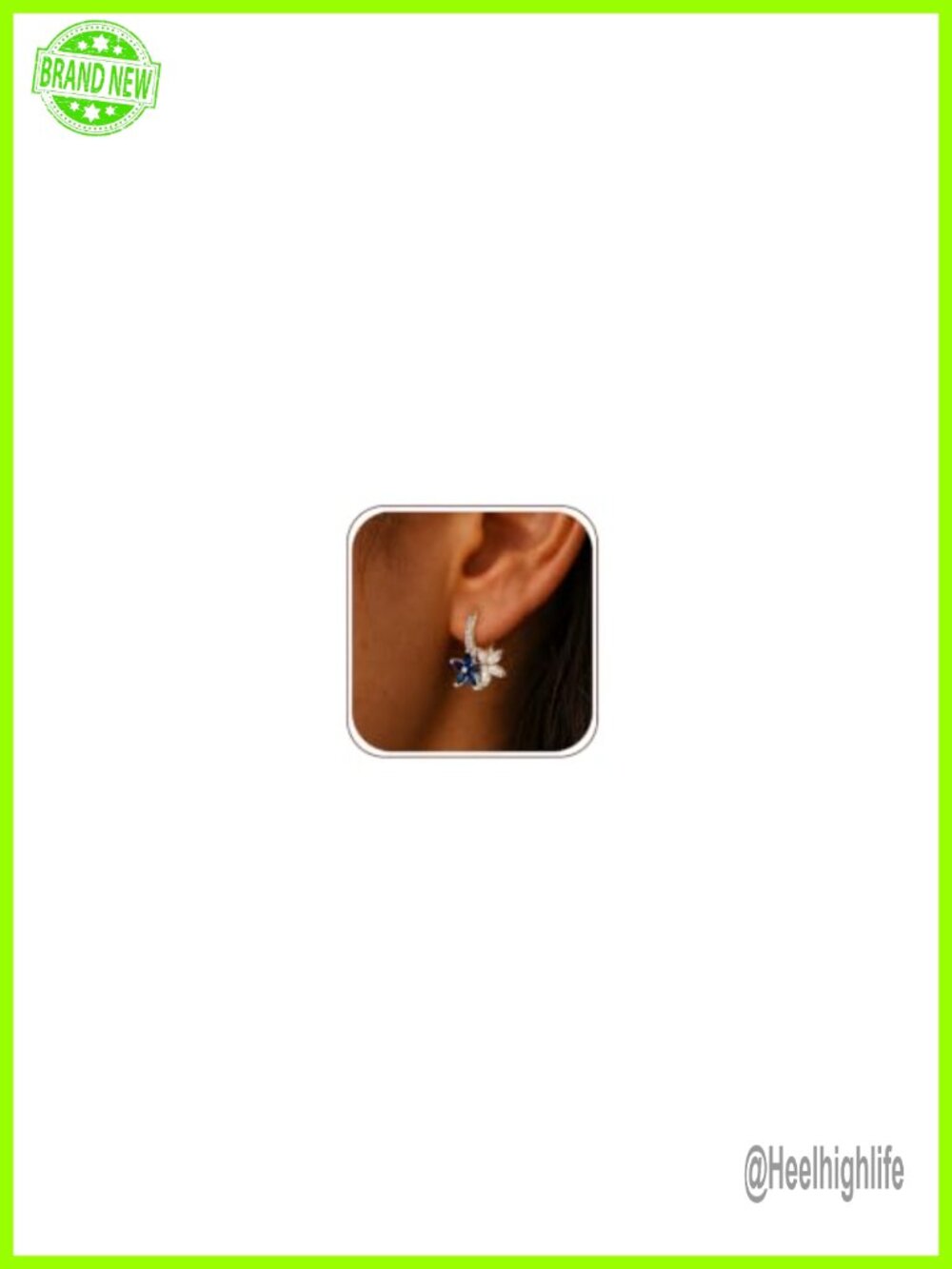 Sterling Silver Flower Crystal Leverback Earrings